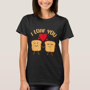 Ik hou van jou Grappig Valentijnsdag Broodliefhebb T-shirt