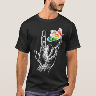 Ik Hou Van Jou Hand Gebarentaal Vlinder Autisme Be T-shirt