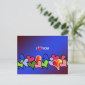 ik hou van jou, harten in overvloed kleurrijk ontw briefkaart (Staand voorkant)