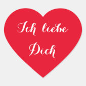 Ik hou van jou I Love You in het Duits Hart Sticke Hart Sticker (Voorkant)