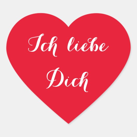Ik hou van jou I Love You in het Duits Hart Sticke Hart Sticker (Voorkant)