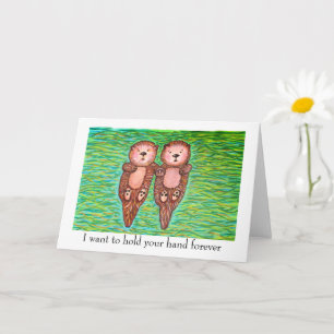 Ik hou van jou kaart met twee otters die elkaars h