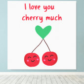 Ik hou van jou kers veel Valentijn Canvas Afdruk (Insitu (Houten vloer))