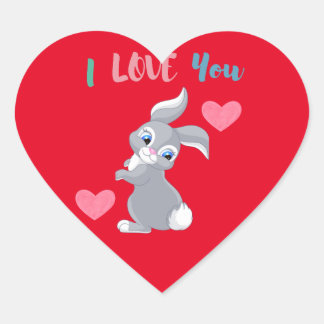 Ik Hou Van Jou Konijn Rood Roze Hart Schattig Cool Sticker