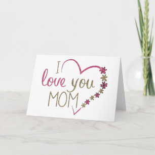 Ik hou van jou mama glitterend hart kaart