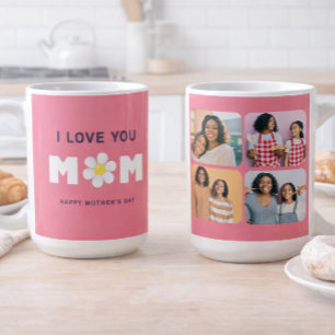 Ik hou van jou, mama madelief hart Moederdag foto Koffiemok