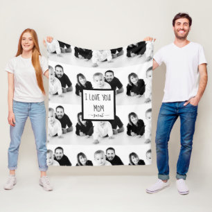 Ik hou van jou mama modern zwart en wit aangepaste fleece deken