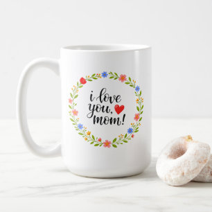 Ik hou van jou mama Moederdag bloemrijke kalligraf Koffiemok
