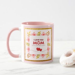 Ik hou van jou mama Moederdag I Roze Bloemhart Mok