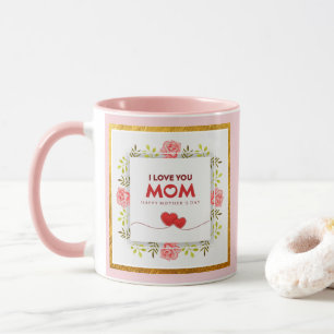 Ik hou van jou mama Moederdag I Roze Bloemhart Mok