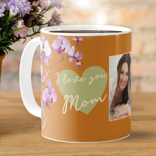 Ik hou van jou mama oranje salie hart foto koffiemok