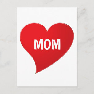Ik hou van jou mama, rode hart wit briefkaart