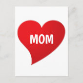 Ik hou van jou mama, rode hart wit briefkaart (Voorkant)