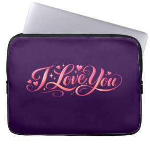 Ik Hou Van Jou Minimalistische Typografie Ontwerp Laptop Sleeve
