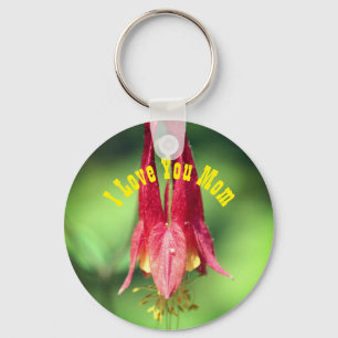 Ik hou van jou Moeder Columbine Bloem Sleutelhanger