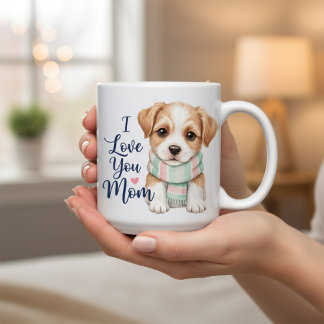 Ik Hou Van Jou Moeder Cute Puppy Sjaal Koffiemok