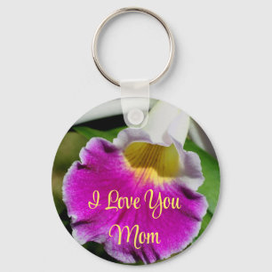 Ik hou van jou Moeder Orchidee Bloem Sleutelhanger