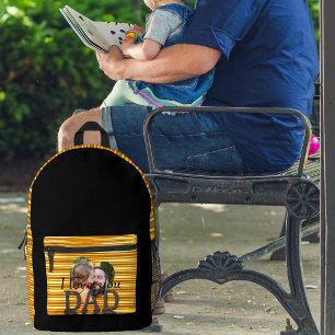 Ik hou van jou papa foto helder geel bedrukte rugzak