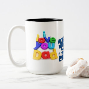 Ik Hou Van Jou Papa Kleurrijke 3D Letter Tweekleurige Koffiemok