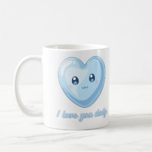 Ik Hou Van Jou Papa Mok - Mooie Blauwe Kawaii Hart
