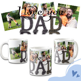 Ik hou van jou papa roestige houtnerf fotocollage koffiemok
