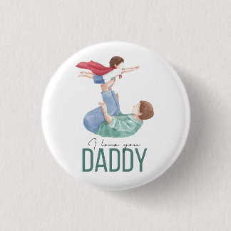 Ik hou van jou papa Superheld vader en kind knop Ronde Button 3,2 Cm