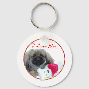 Ik Hou Van Jou Pekingese Puppy Sleutelhanger
