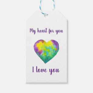 Ik hou van jou regenboog hart Valentijnsdag Cadeaulabel
