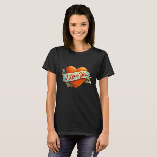 Ik Hou Van Jou Retro Hart T-Shirt