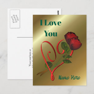 Ik Hou Van Jou Rode Rozen Hart Persoonlijk Briefkaart