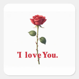 Ik Hou Van Jou Roos Romantisch Ontwerp Vierkante Sticker