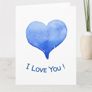 Ik hou van jou Schattig Blauw Hart Valentijnsdag Kaart