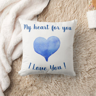 Ik hou van jou Schattig Blauw Hart Valentijnsdag Kussen