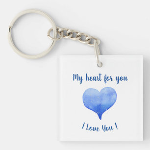 Ik hou van jou Schattig Blauw Hart Valentijnsdag Sleutelhanger