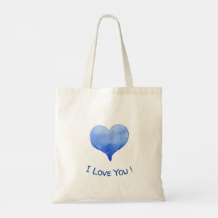 Ik hou van jou Schattig Blauw Hart Valentijnsdag Tote Bag