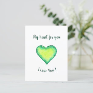 Ik hou van jou Schattig Groen en Blauw Hart Verjaa Briefkaart