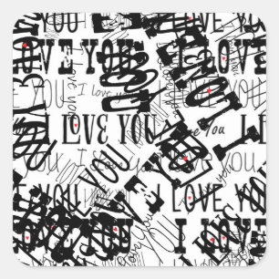 IK HOU VAN JOU scramble Typografie Valentijnsticke Vierkante Sticker