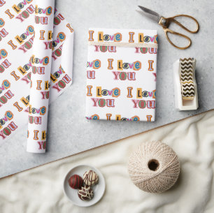 'Ik Hou van Jou' Scrapbook Letters Huwelijk Witte Cadeaupapier