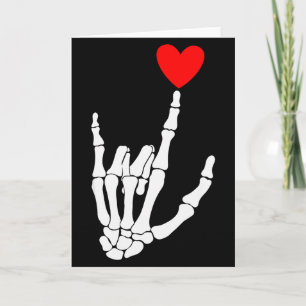 Ik Hou Van Jou Skelet Hand Gebaar Asl Hart Valenti Kaart