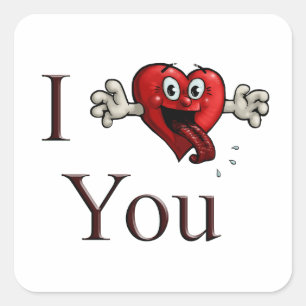 Ik hou van jou sullige hart vierkante sticker