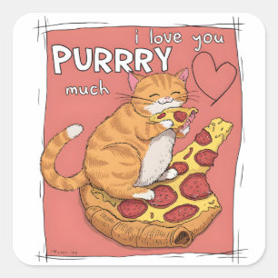 Ik Hou Van Jou Superveel Grappig Cadeau Voor Katte Vierkante Sticker