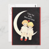 Ik hou van jou tot de maan en terug briefkaart (Voorkant / Achterkant)