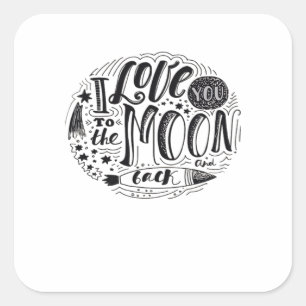 Ik hou van jou tot de maan en terug Klassieke Mini Vierkante Sticker