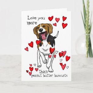 Ik hou van jou valentine pindakaas beagle kaart