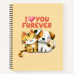 Ik Hou Van Jou Voor Altijd Schattige Kawaii Kat En Notitieboek