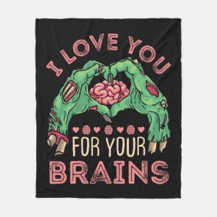 Ik hou van jou voor je hersenen Zombie Valentijnsd Fleece Deken