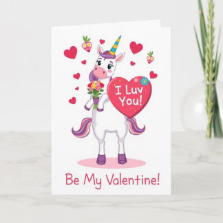 Ik hou van jou! Wees mijn Valentijn! Eenhoorn Wens Feestdagen Kaart