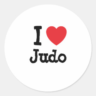 Ik hou van Judo hart op maat gepersonaliseerd Ronde Sticker
