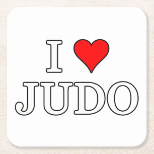 Ik hou van Judo Vierkante Kartonnen Onderzetter