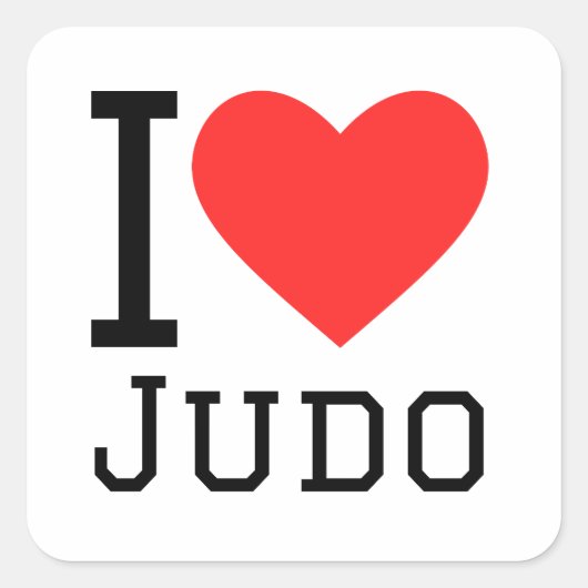 Ik hou van judo vierkante sticker (Voorkant)